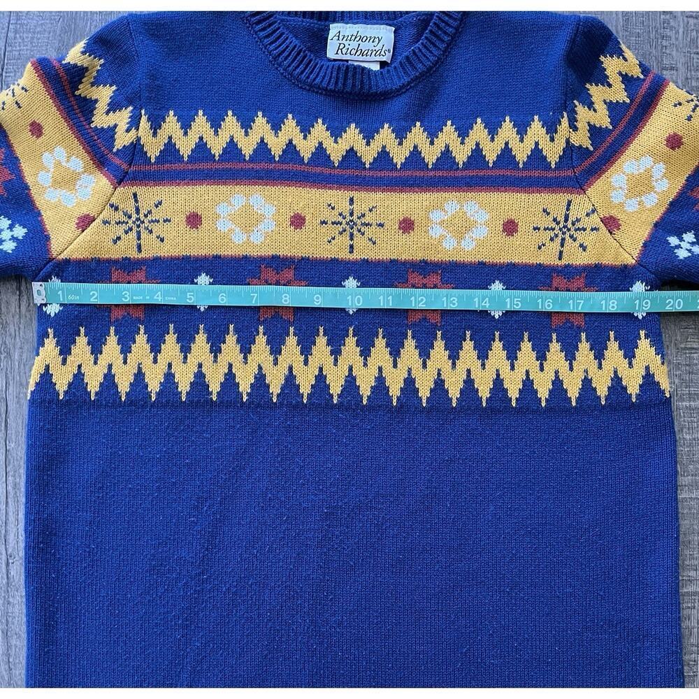 Anthony Richard’s VTG Women Nordic Fair Isle Snowflake Knit Sweater Blue Size M - Picture 6 of 8
